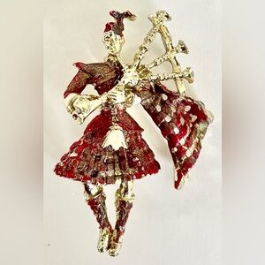 Vintage 50s/60s Gold Tone Scottish
Bag Piper Traditional Kilt Brooch Pin